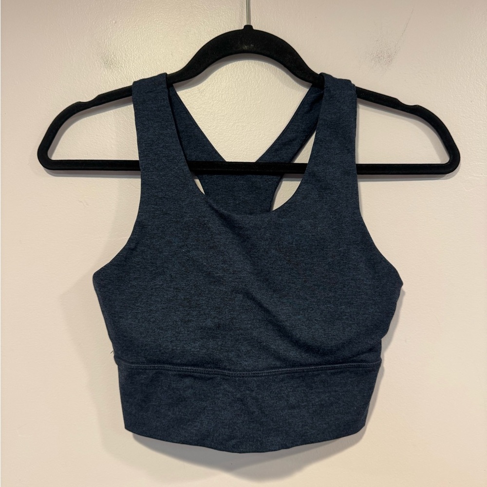 Navy Isla Movement longline‎ sports bra made in USA